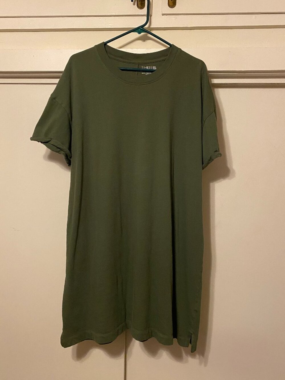 Time & Tru army green t-shirt dress, size 2X